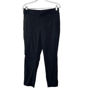 Women's Athleta Trekkie Pants Black‎ Nylon Hiking Belted Size 8 Straight Leg